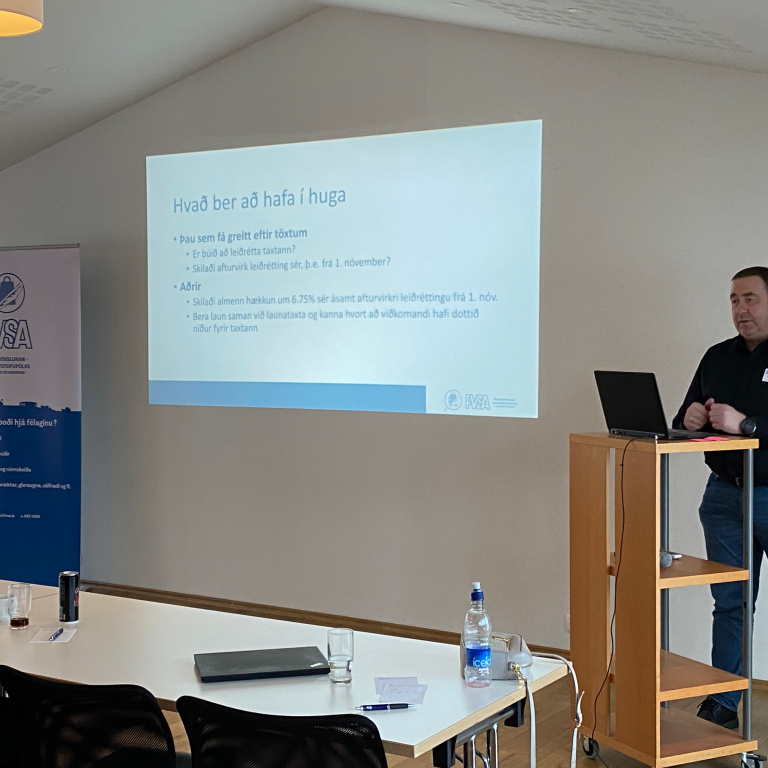 Eiður Stefánsson, formaður FVSA, fór yfir það helsta frá félaginu