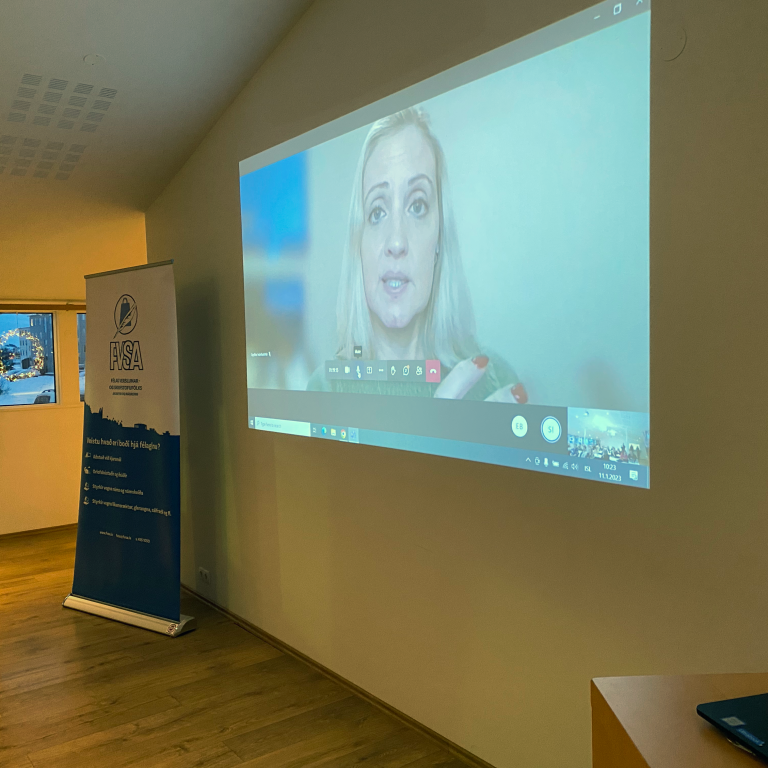 Sigríður Indriðadóttir ávarpaði hópinn í fjarfundi