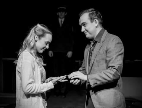 Frá leikæfingu á verkinu Land míns föður